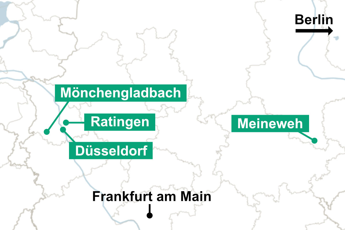 Unsere Standorte: Düsseldorf, Mönchengladbach, Ratingen und Meineweh